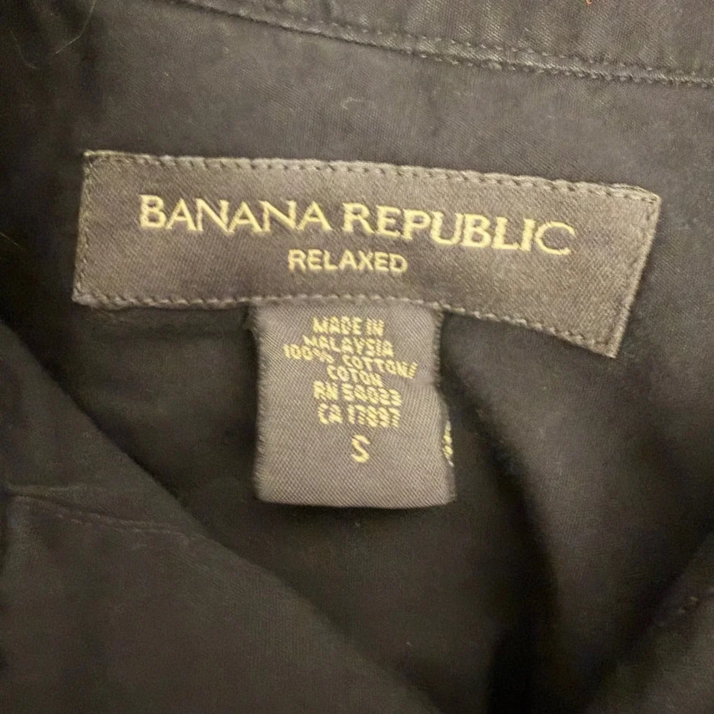 Banana Republic Mens Relaxed Fit Button Down Shirt Black Cotton Small 164039